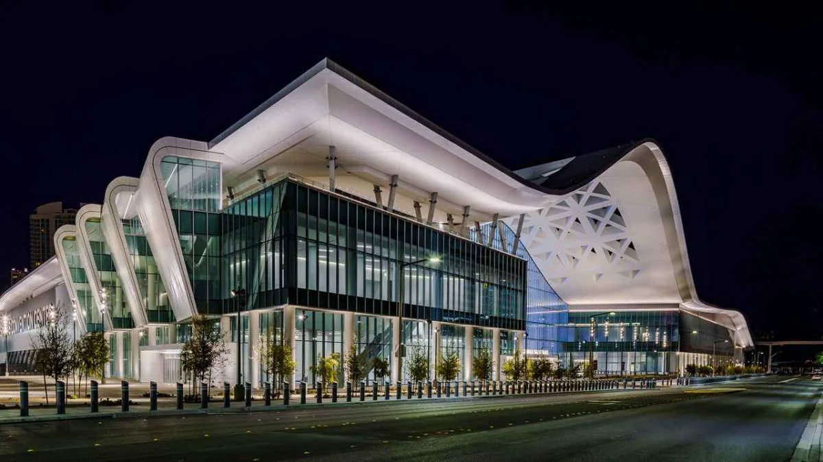 Exterior of the Las Vegas Convention Center at night